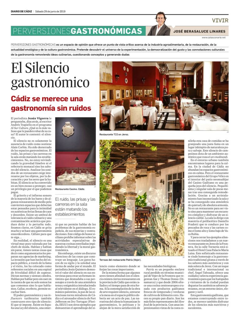 El silencio gastronómico