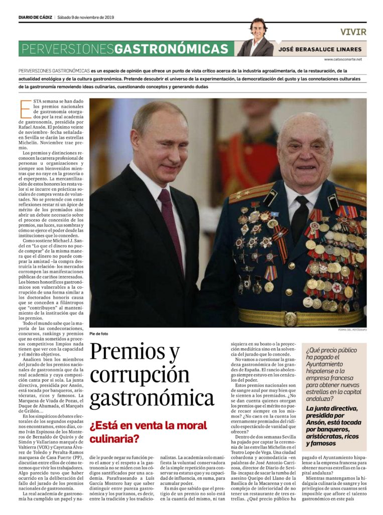 Premios y corrupción